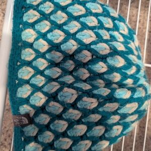 The North Face Teal and Cream Knit Beanie